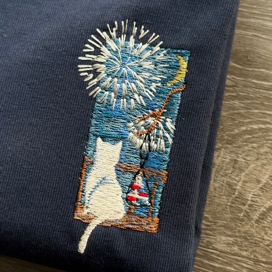 【新作】花火に見惚れる猫