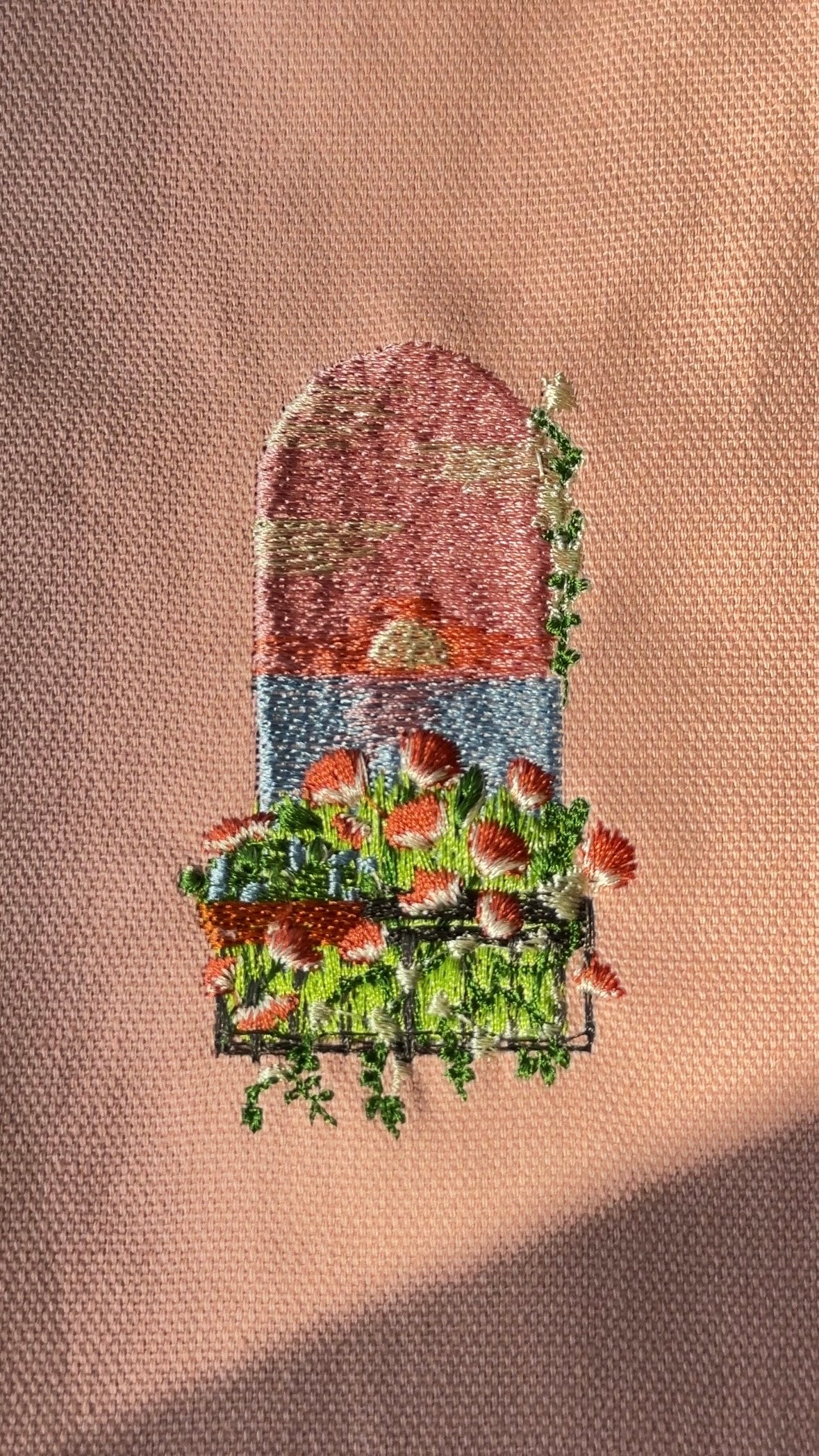 夕日のベランダ