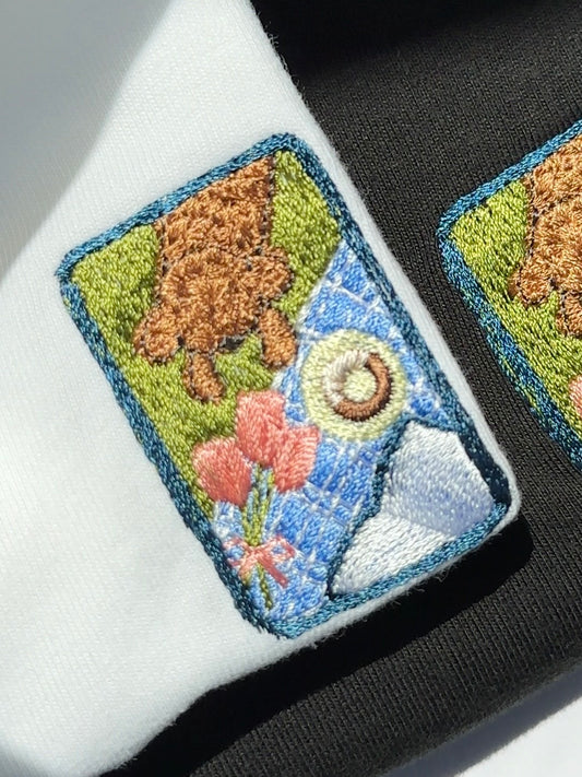 ドーナッツを狙うわんこ（半袖）